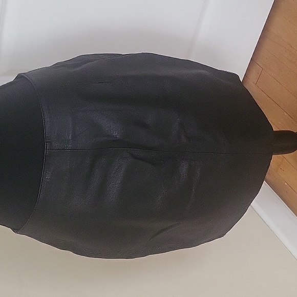 Genuine Leather Front Button Black Mini Skirt - Picture 3 of 4